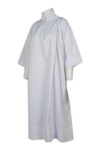 CHR017 設計白色長款聖詩袍 拉鏈款 65%滌 35%棉 佈道會 播道會 聖詩袍專門店  安息服
